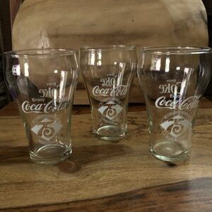 5” 1978 Coca Cola 75th Anniversary glasses set of 3 - Great condition